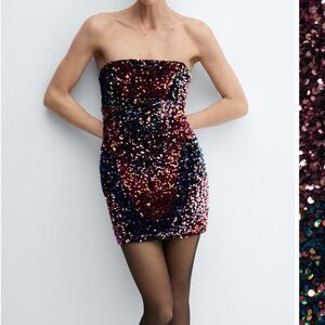 MANGO
Sequin Strapless Minidress